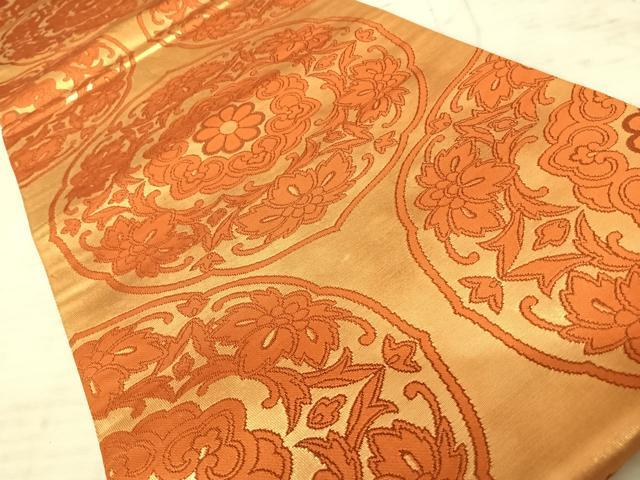 平和屋着物◎六通柄袋帯 絵皿花文 金糸 正絹 逸品 AAAY8539yx