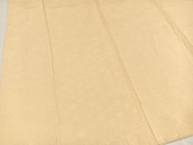 平和屋着物●上質な色無地 吉祥草花地紋 蜂蜜色 正絹 逸品 AAAY8605ph