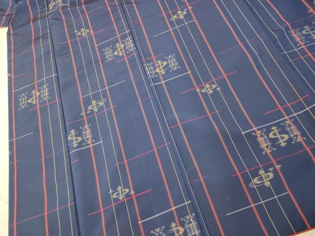 平和屋着物■上質な紬 絣模様 正絹 逸品 AAAY8702fw