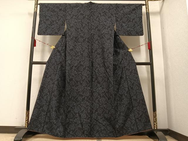 平和屋着物●結城紬 80亀甲 花唐草文 正絹 逸品 AAAY8950ph