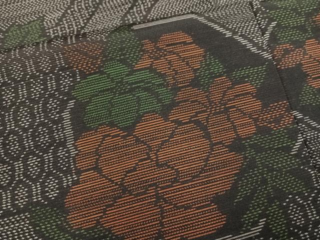平和屋着物●本場大島紬 草花亀甲文 正絹 逸品 AAAY8961ph