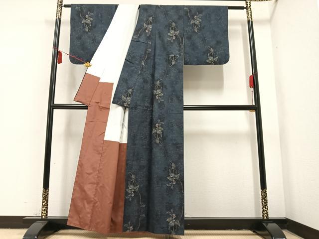 平和屋着物●本場大島紬 カタス7マルキ 総絣 枝花文 正絹 逸品 AAAY8962ph