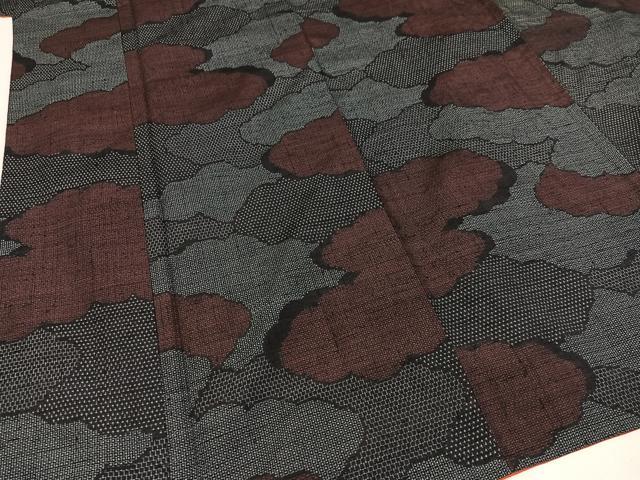 平和屋着物●結城紬 100亀甲 雲重ね文 正絹 逸品 AAAY9000ph