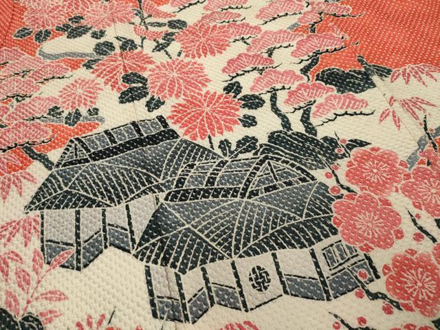 平和屋着物●名門 藤娘きぬたや・総絞り 振袖 風景花文 正絹 逸品 AAAY9007ck