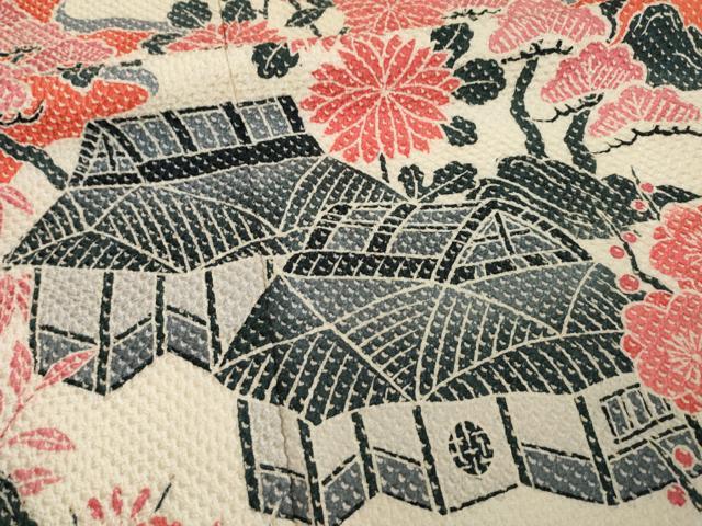 平和屋着物●名門 藤娘きぬたや・総絞り 振袖 風景花文 正絹 逸品 AAAY9007ck
