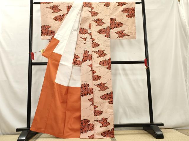 平和屋着物■上質な紬 雲重ね花文 正絹 逸品 AAAY9240cs