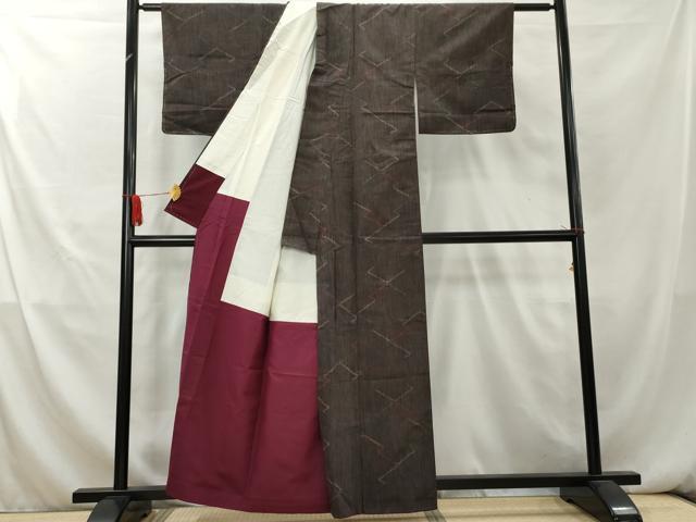 平和屋着物■上質な紬 松皮菱文 正絹 逸品 AAAY9287cs