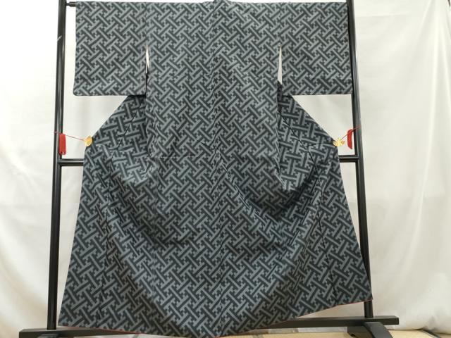 平和屋着物■上質な紬 紗綾形文様 正絹 逸品 AAAY9289cs