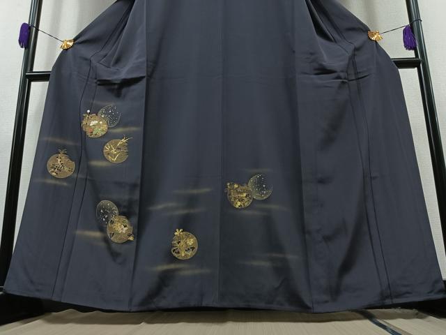 平和屋着物▽訪問着 単衣 駒刺繍 花丸文 金糸 金彩 正絹 逸品 AAAY9414jh