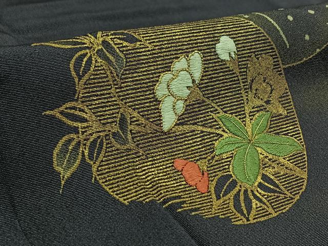 平和屋着物▽訪問着 単衣 駒刺繍 花丸文 金糸 金彩 正絹 逸品 AAAY9414jh
