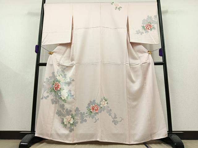 平和屋着物▽訪問着 単衣 草花文 暈し染め 正絹 逸品 AAAY9415jh