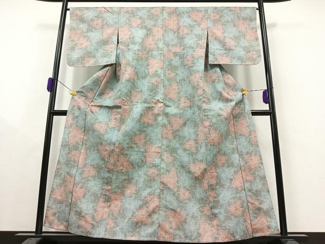 平和屋着物▽上質な紬 単衣 花尽くし 正絹 逸品 AAAY9418jh