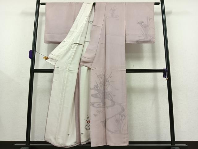 平和屋着物▽訪問着 無双 紗袷 紗×絽 流水燕子花文 正絹 逸品 AAAY9430jh