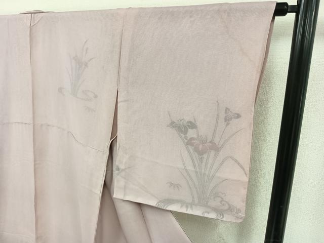 平和屋着物▽訪問着 無双 紗袷 紗×絽 流水燕子花文 正絹 逸品 AAAY9430jh