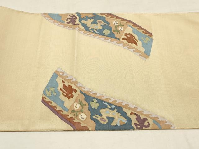 平和屋着物●太鼓柄袋帯 鳥獣文 すくい織 正絹 逸品 AAAY9491wj