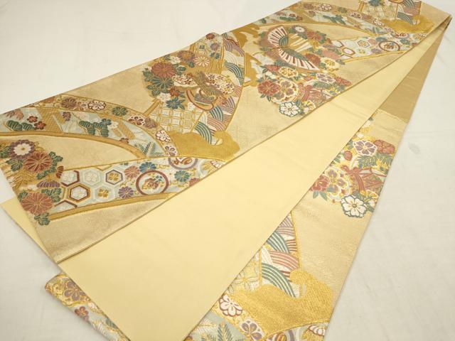 平和屋着物▼六通柄袋帯 唐織 慶長文様 金糸 正絹 逸品 AAAY9659wj