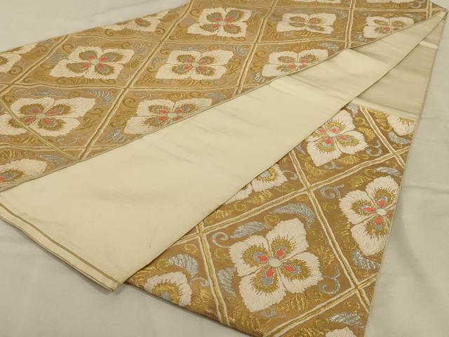 平和屋着物◎六通柄袋帯 花菱文 金銀糸 正絹 逸品 AAAY9732ou