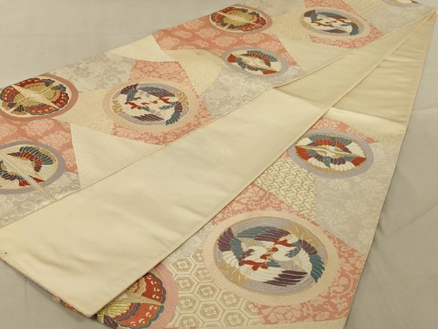 平和屋着物◎六通柄袋帯 唐織 花鳥文 蝶 金糸 正絹 逸品 AAAY9744ou