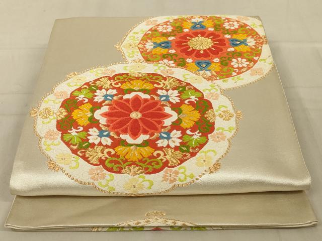 平和屋着物◎六通柄袋帯 唐織 正倉院花文 金糸 正絹 逸品 AAAY9745ou