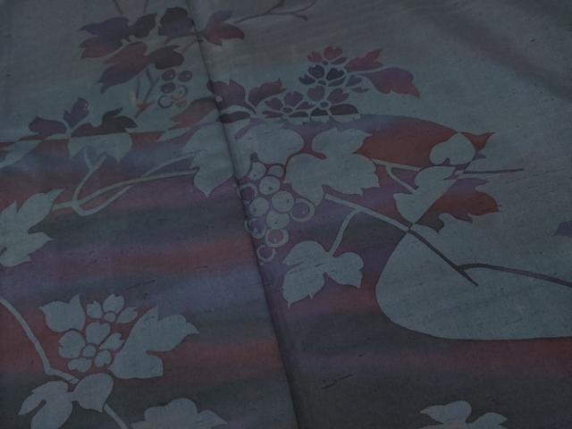平和屋着物●訪問着 紬地 葡萄蔦草文 やまと誂製 正絹 逸品 AAAY9791ck