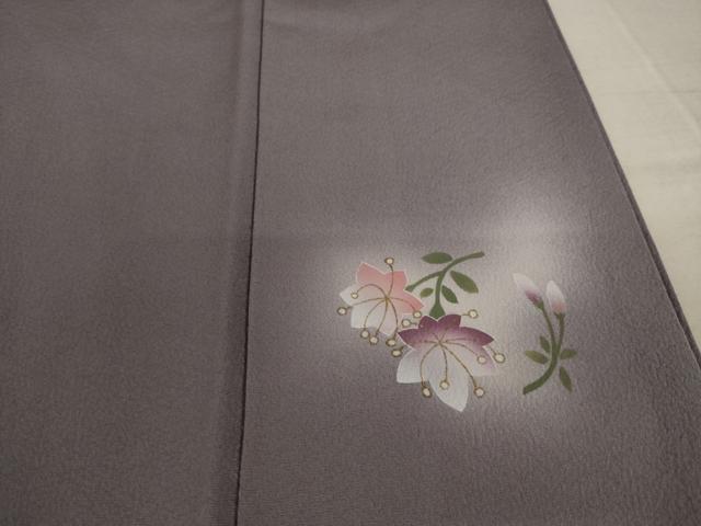 平和屋着物●京友禅 米沢新之助 色無地 鳩羽鼠色 正絹 逸品 AAAY9812ck