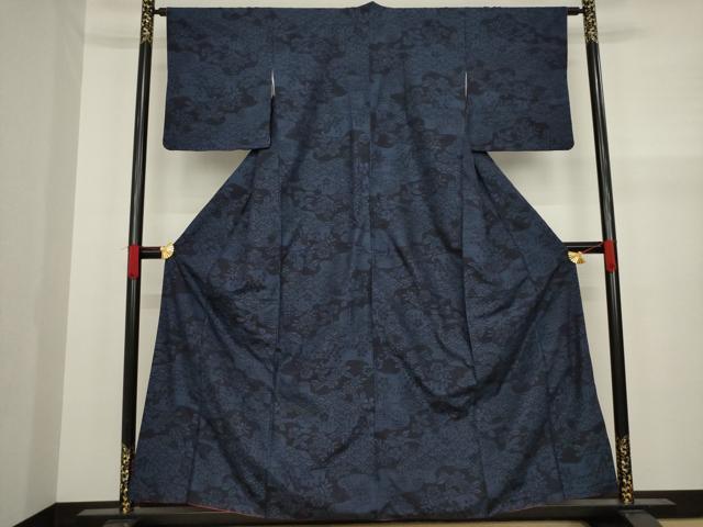 平和屋着物●結城紬 100亀甲 雲重ね花文 正絹 逸品 AAAY9829ck