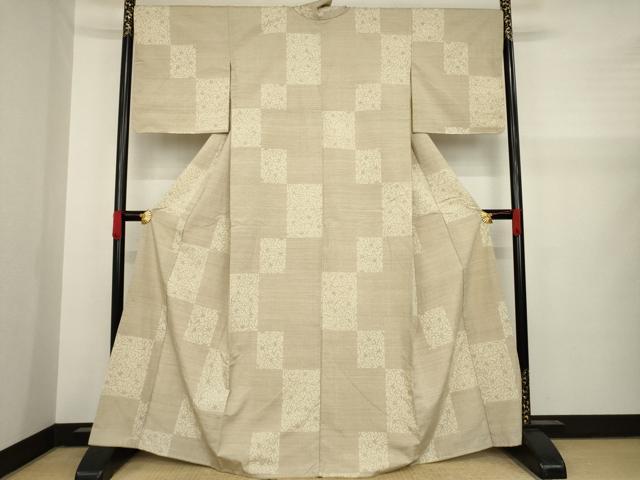 平和屋着物●上質な紬 色紙楓文 正絹 逸品 未使用 AAAY9841ck