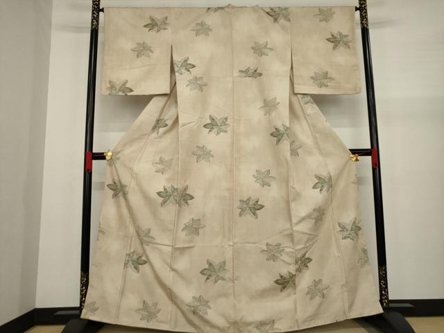 平和屋着物●結城紬 楓文 正絹 逸品 AAAY9847ck
