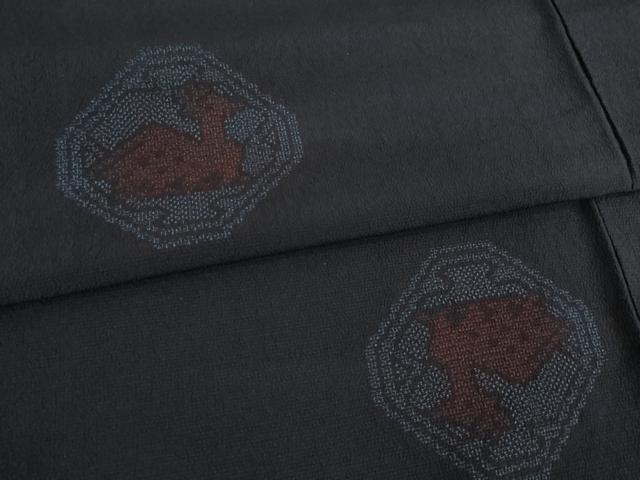 平和屋着物●本塩沢 有栖川文様 150亀甲 正絹 逸品 AAAY9848ck