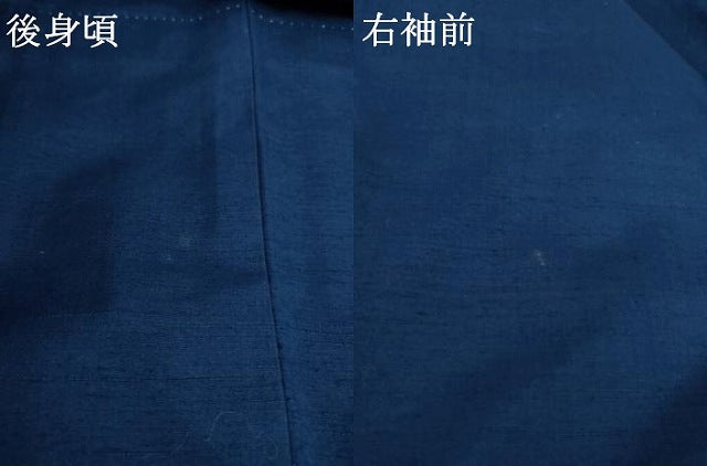 平和屋着物●上質な紬 色無地 青藍色 正絹 逸品 AAAY9852ck
