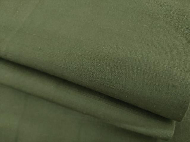 平和屋着物●結城紬 色無地 柳煤竹色 正絹 逸品 AAAY9855ck
