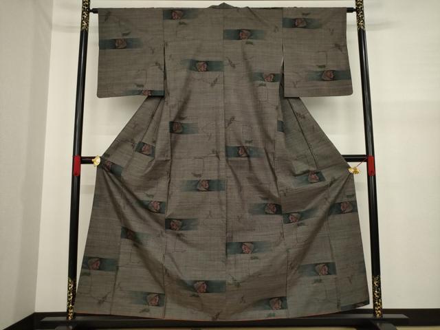 平和屋着物●本場大島紬 カタス7マルキ 横段枝花文 正絹 逸品 AAAY9865ck
