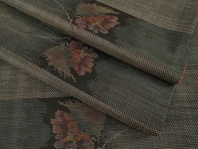 平和屋着物●本場大島紬 カタス7マルキ 横段枝花文 正絹 逸品 AAAY9865ck