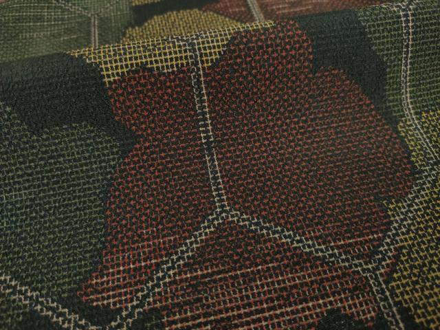 平和屋着物●お召 亀甲文 黒地 正絹 逸品 AAAY9870ck
