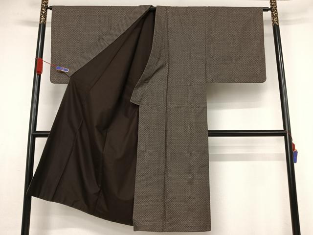 平和屋着物●男性 本場大島紬 アンサンブル カタス7マルキ 格子 正絹 逸品 AAAY9881np