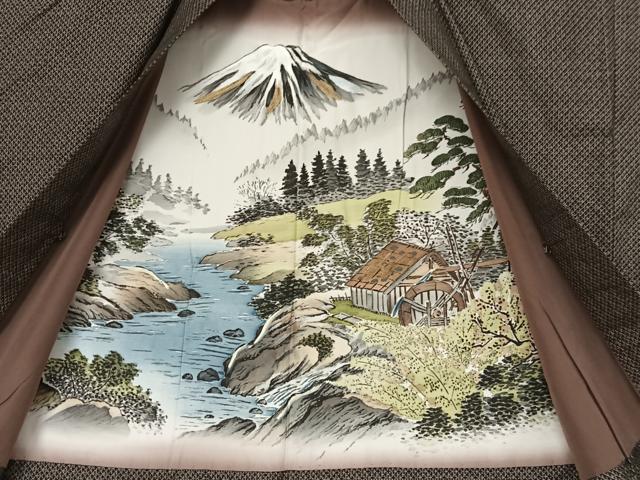 平和屋着物●男性 本場大島紬 アンサンブル カタス7マルキ 格子 正絹 逸品 AAAY9881np