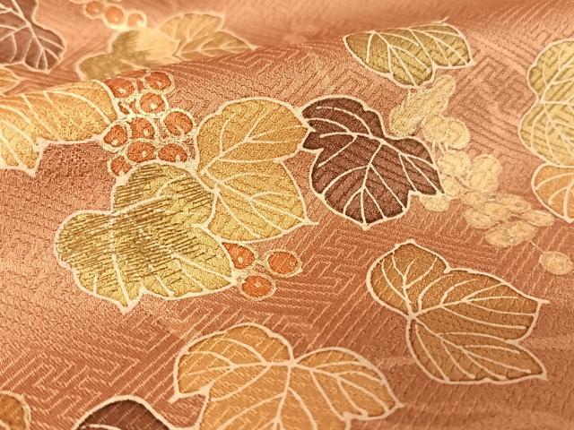 平和屋着物●訪問着 葡萄蔦の葉文 金糸 金彩 正絹 逸品 AAAY9884np