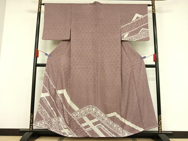 平和屋着物●訪問着 総絞り 幾何学花文 正絹 逸品 AAAY9900np