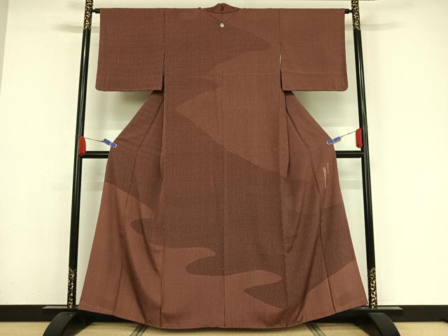 平和屋着物●人間国宝彫刻 染:左古義典 江戸小紋 訪問着 縞 正絹 逸品 AAAY9912np