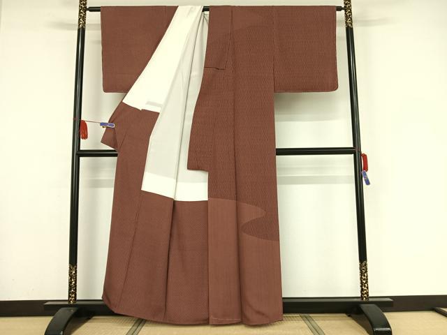 平和屋着物●人間国宝彫刻 染:左古義典 江戸小紋 訪問着 縞 正絹 逸品 AAAY9912np