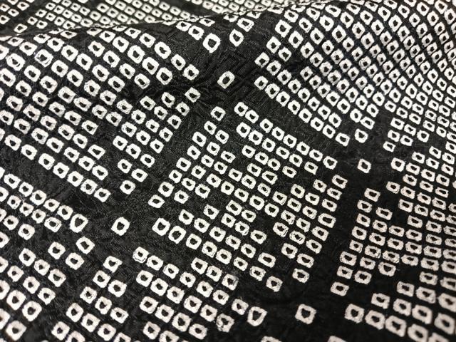 平和屋着物●上質な小紋 総絞り 菱文 黒地 正絹 逸品 AAAY9917np