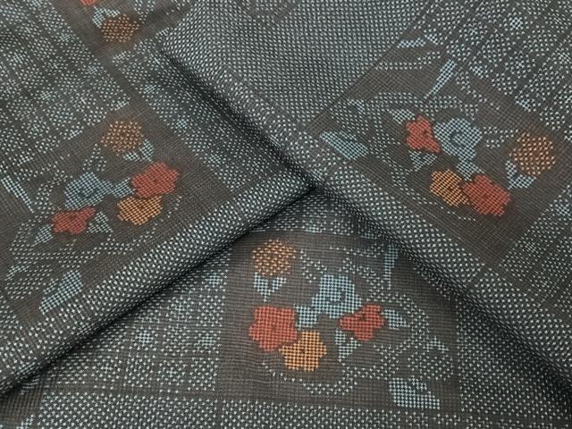 平和屋着物●本場大島紬 一元絣 色紙花文 正絹 逸品 未使用 AAAY9951np