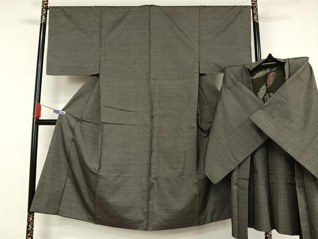 平和屋着物●男性 本場大島紬 アンサンブル 格子 正絹 逸品 AAAY9959np