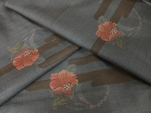 平和屋着物●本場大島紬 カタス7マルキ 霞椿 正絹 逸品 未使用 AAAY9961np