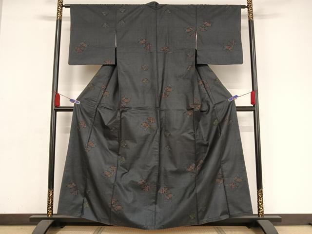 平和屋着物●本場大島紬 一元絣 扇花文 正絹 逸品 AAAY9962np