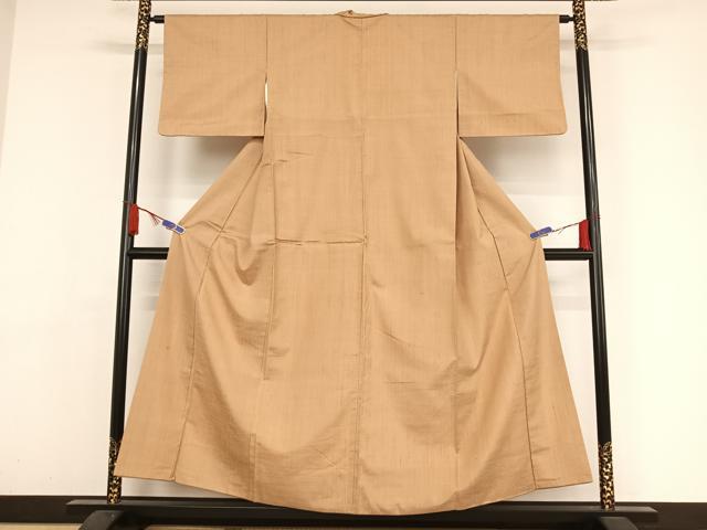平和屋着物●上質な紬 色無地 伽羅色 正絹 逸品 AAAY9976np