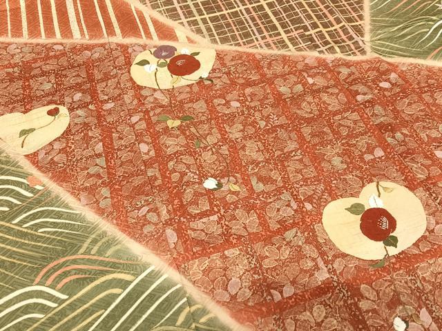 平和屋着物●訪問着 刺繍 枝花文 椿 暈し染め 金彩 正絹 逸品 AAAZ0025zg