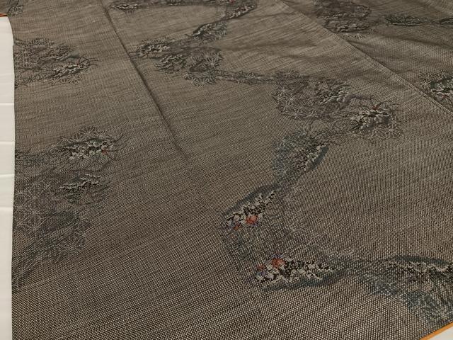 平和屋着物●本場大島紬 泥染め カタス9マルキ 草花文 正絹 逸品 AAAZ0053zg