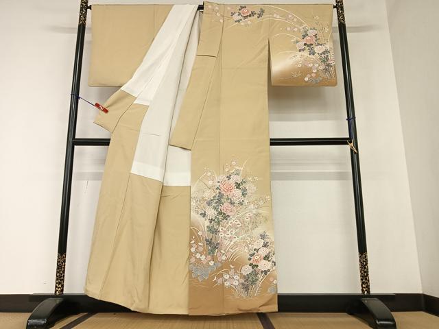 平和屋着物●訪問着 草花文 暈し染め 金彩 正絹 逸品 AAAZ0058zg