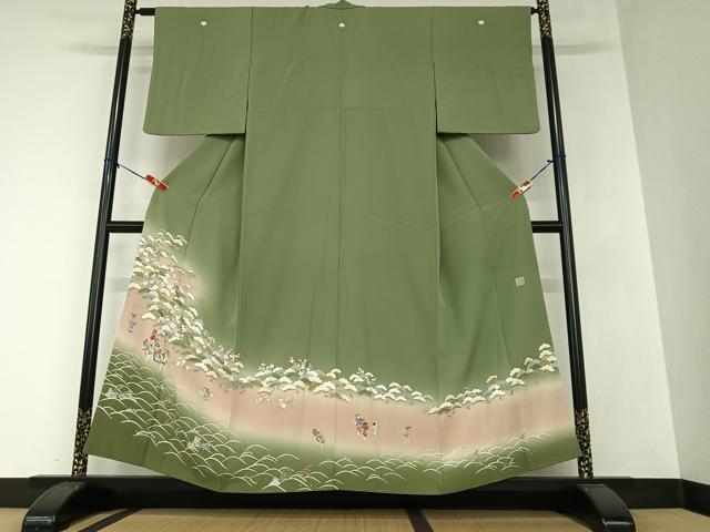 平和屋着物●豪華色留袖 友禅 作家物 修平 松竹梅人物文 暈し染め 金彩 正絹 逸品 AAAZ0073zg